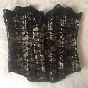 Sexy Black & Champagne Lace Up Corset